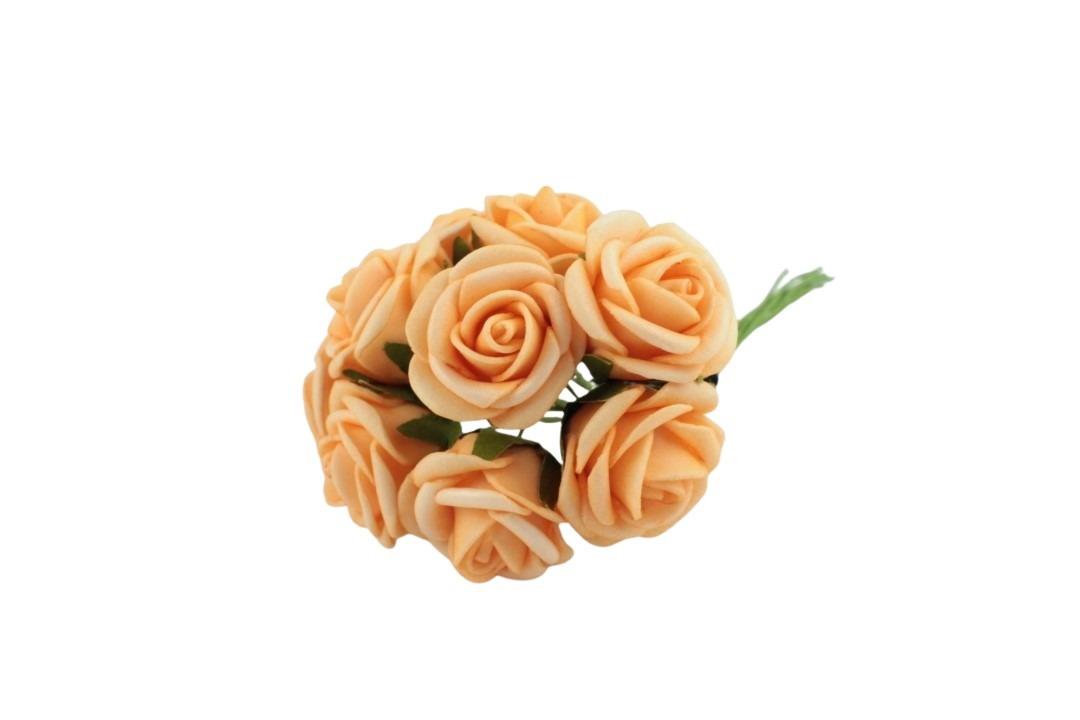 Foam Rose mit 9Blüten gebündelt apricot 2cm