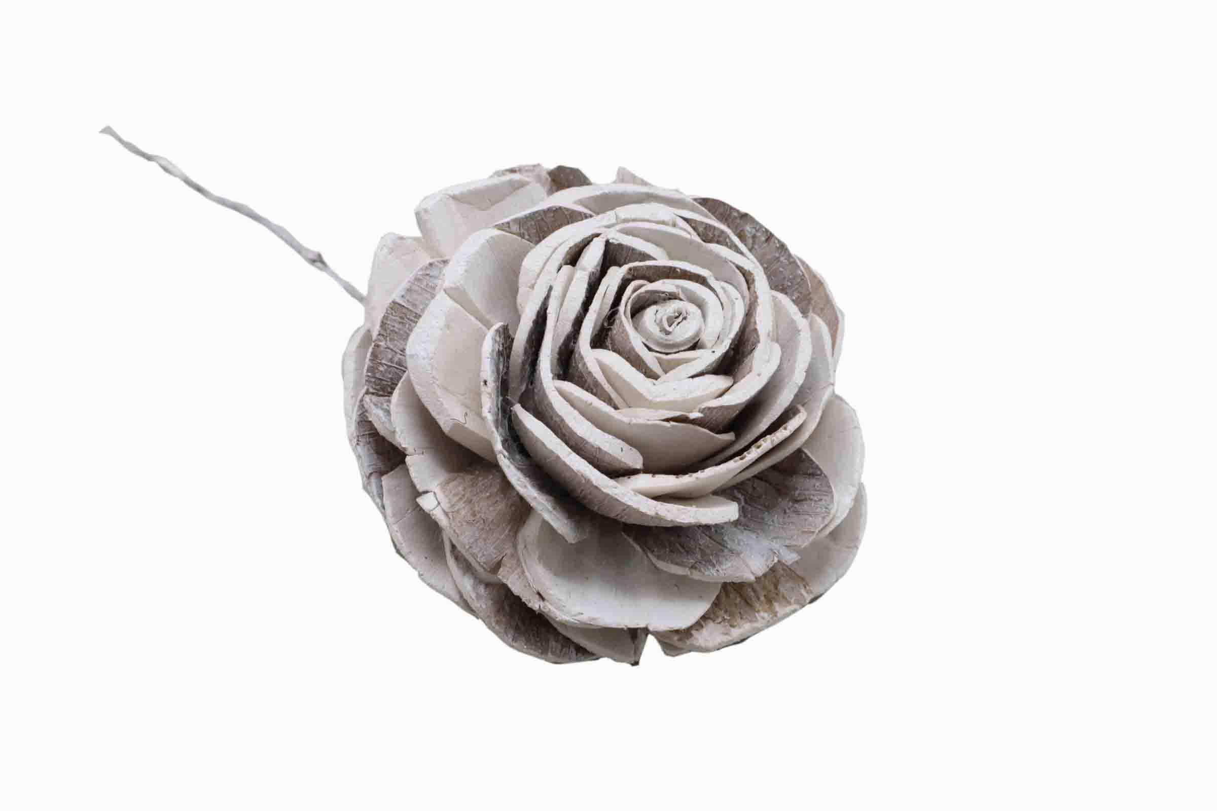 Rose Sola am Draht 8cm white washed