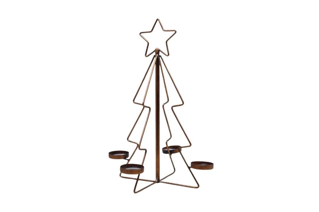 Tannenbaum m.  4/Kerzenhalter D5cm Metall kupfer H38,5cm