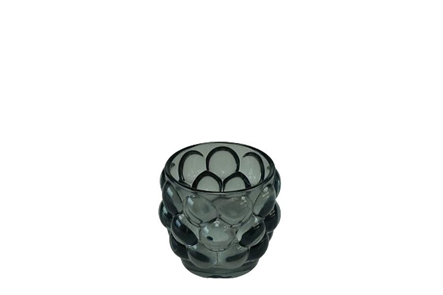 Glas Windlicht Bubbles grau D7,5xH7cm