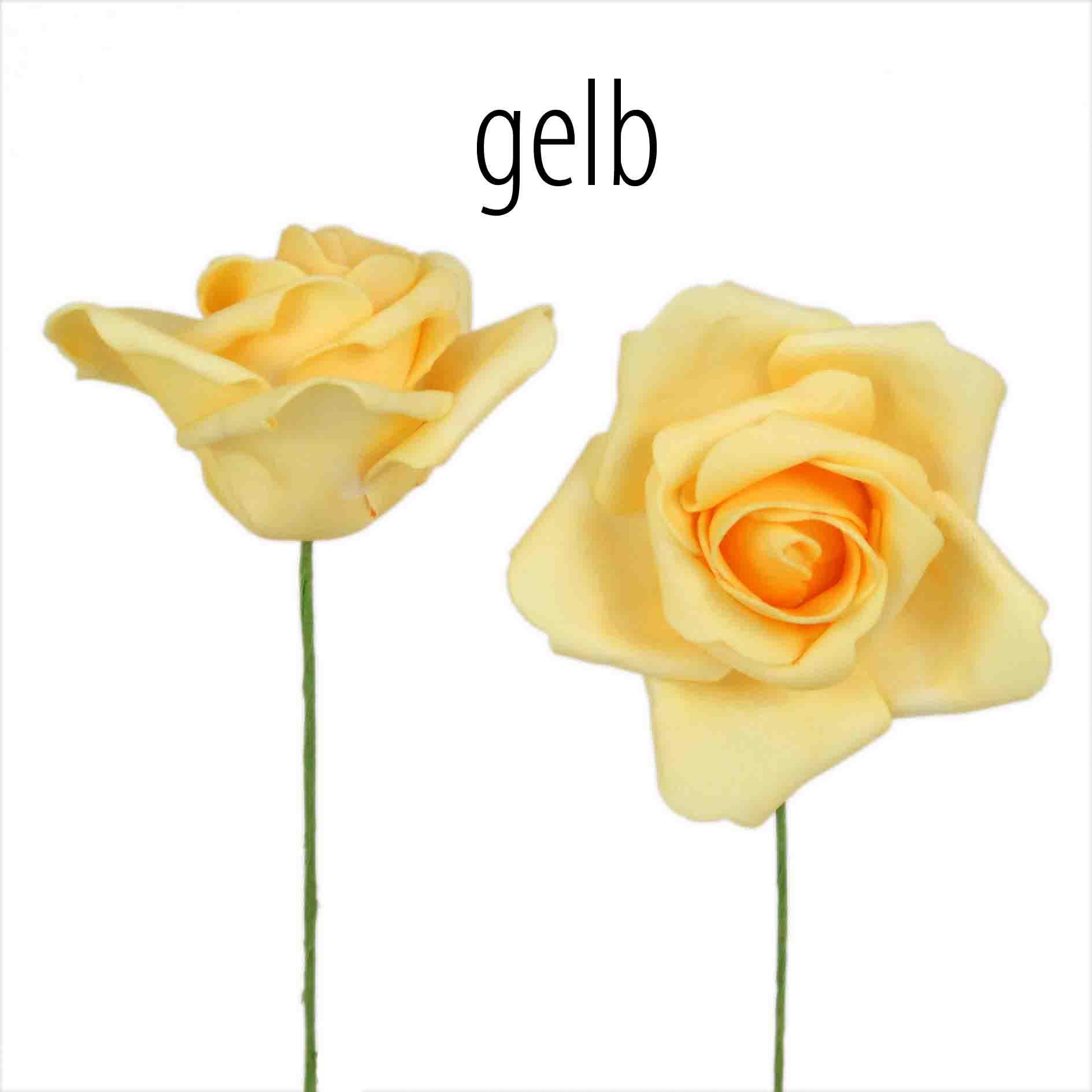 Foam-Rose 7,5cm, gelb