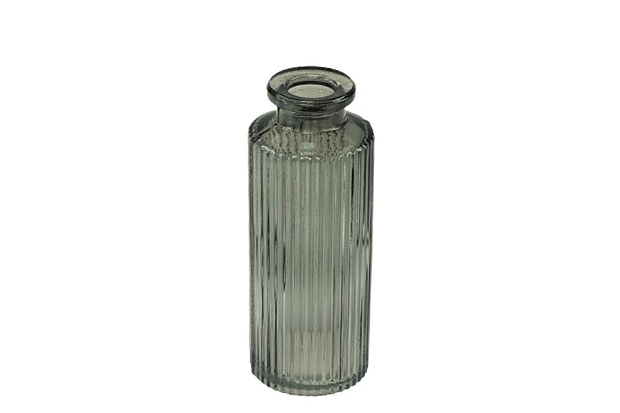 Glas Flasche Stripes grau H13xD5cm