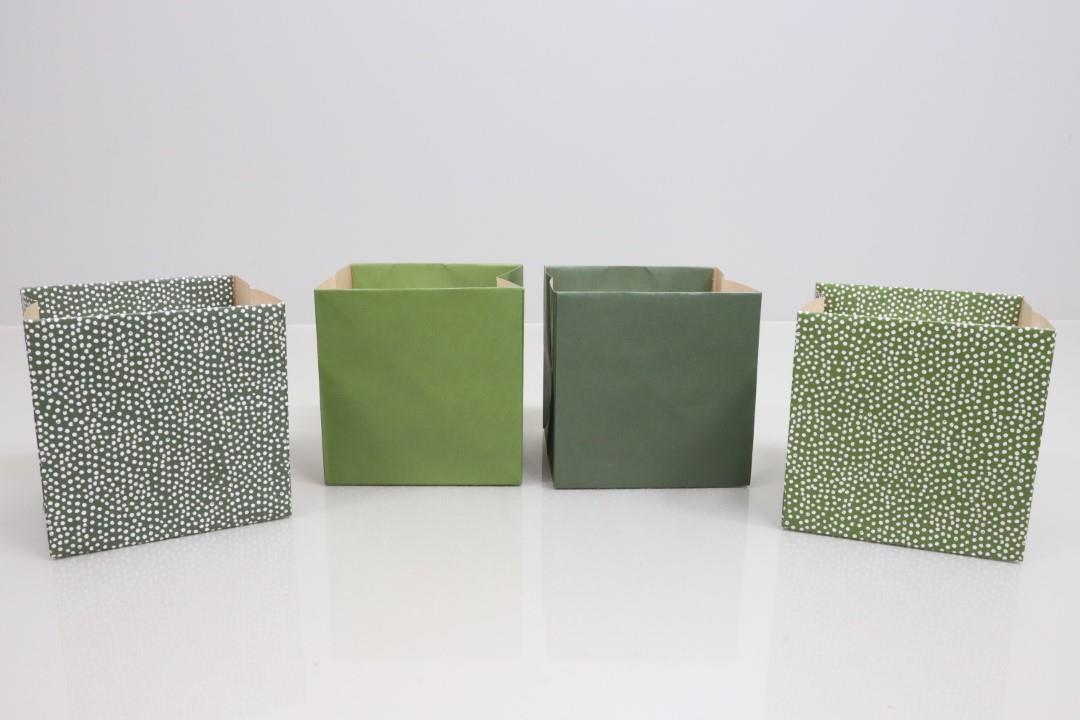 Tasche wasserfest Papier grünmix 12 x12 cm