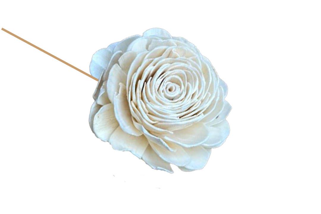 Blüte Rose Sola am Draht 8cm naturweiß