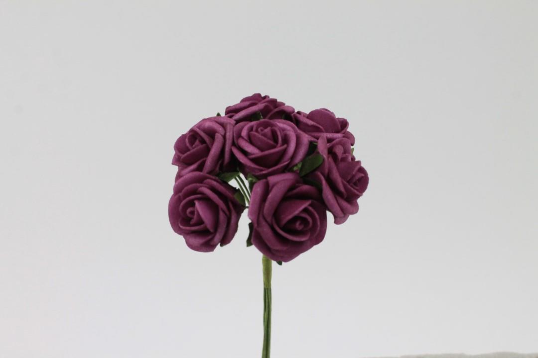 Foam Rose mit 9Blüten gebündelt burgund 2cm