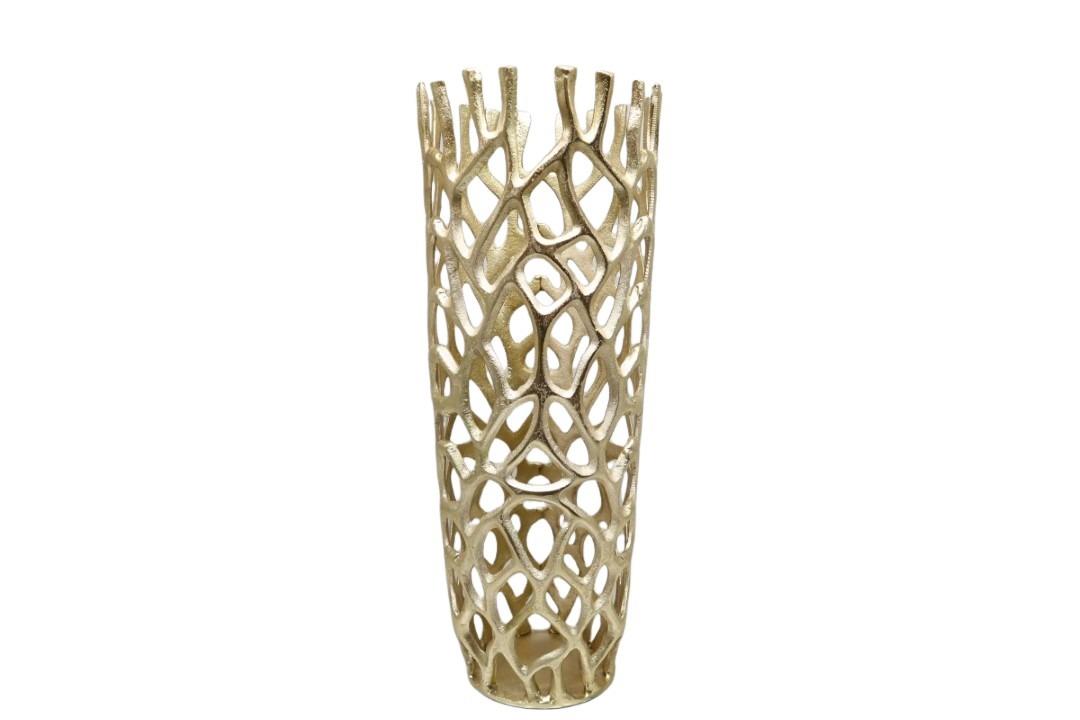 Vase Korallenmuster Aluminium gold D24xH58cm