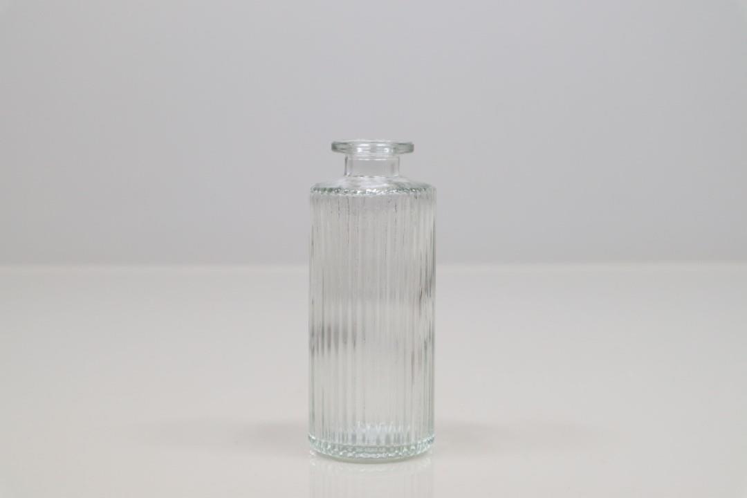 Glas Flasche Stripes klar H13xD5cm