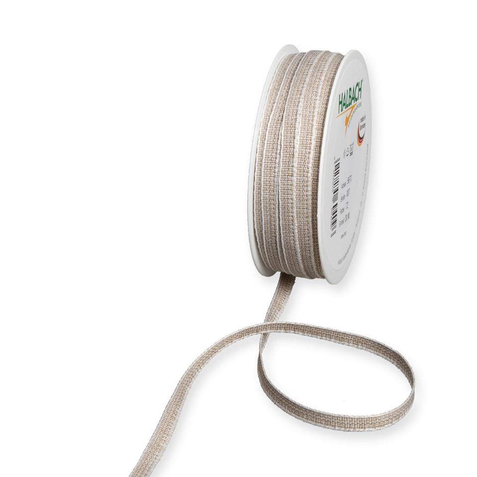 Leinenband m. Kante 7 mm 30 Meter linen/white 72