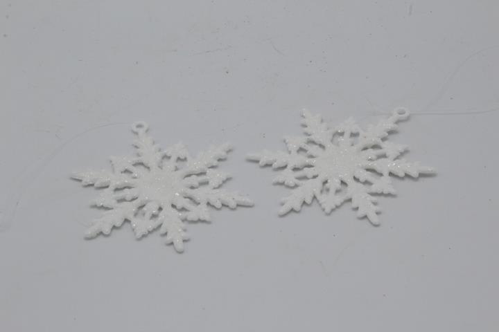 Hänger Schneestern Glitter D3,8cm weiss-glitter