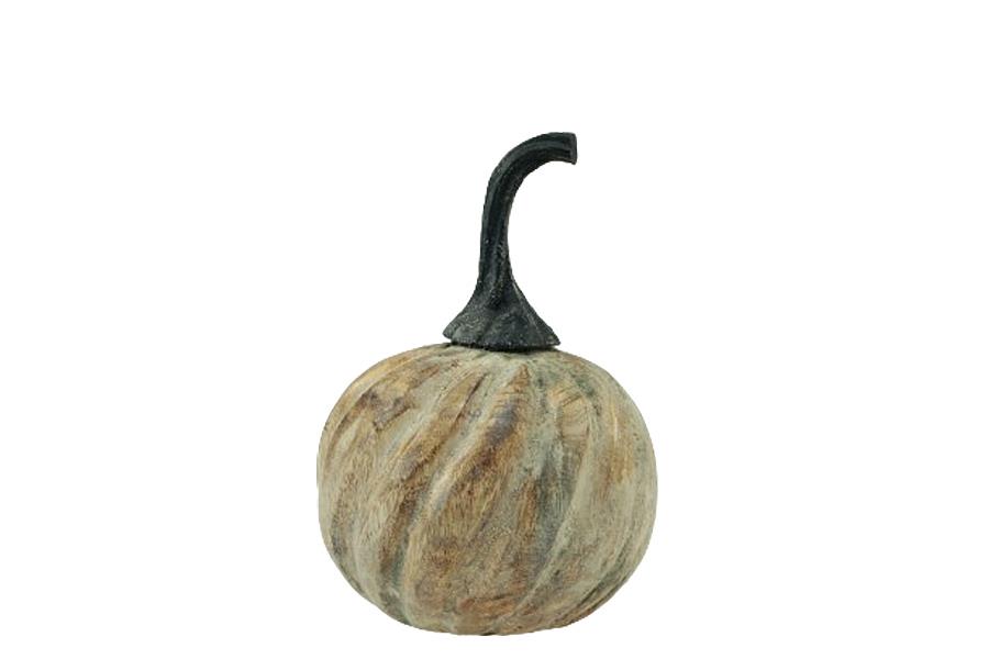 Kürbis Holz/Alu schwarz/natur D13xH14cm