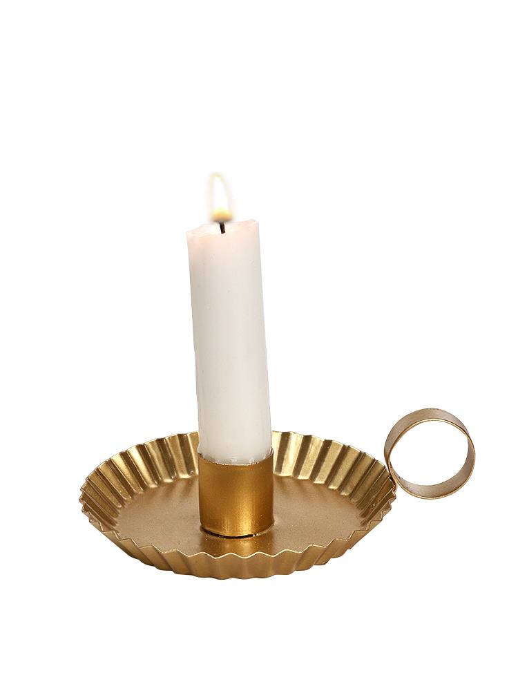 Kerzenhalter Teller für Stabkerze 21mm gold 13cm