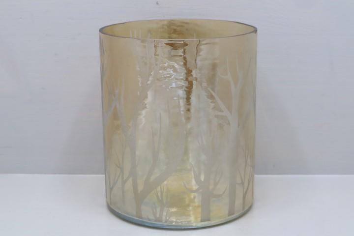 Windlicht Glas Walddekor caramel D12H15cm