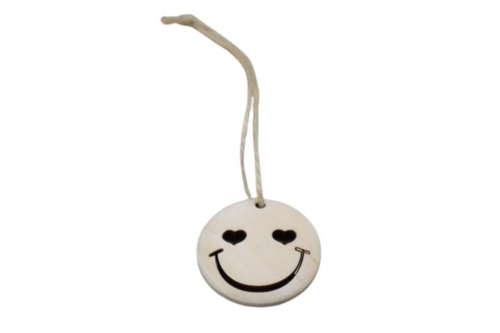 Hänger Smileys Holz natur D4cm