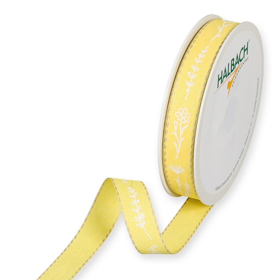 Druckband Blumen 15 mm 18 Meter lemon 912