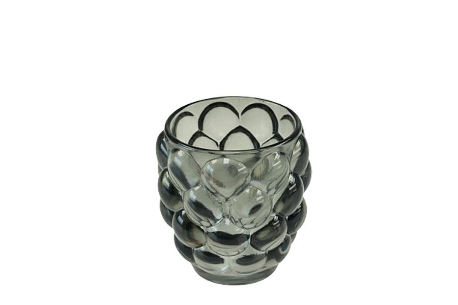 Glas Windlicht Bubbles grau D8xH9cm