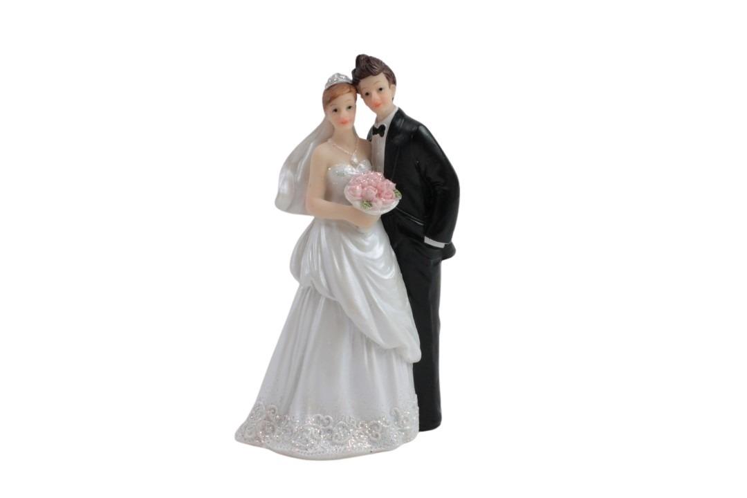 Hochzeitspaar Polyresin schwarz-weiss 12x7x5 cm