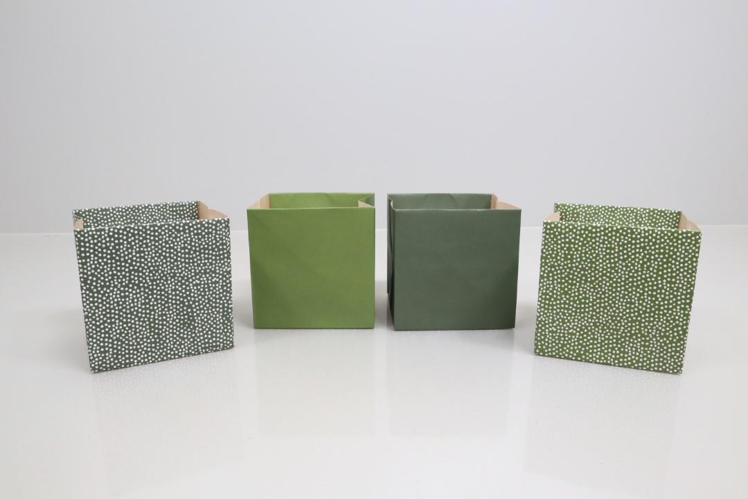 Tasche wasserfest Papier grünmix 10,5 x10,5 cm