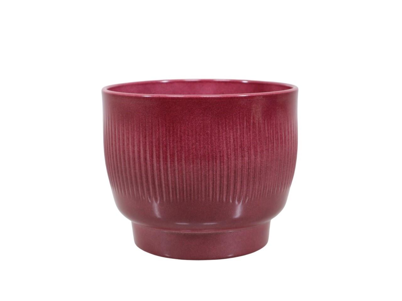 Übertopf Keramik Serie 695 Stripes bordeaux-lasur D17cm