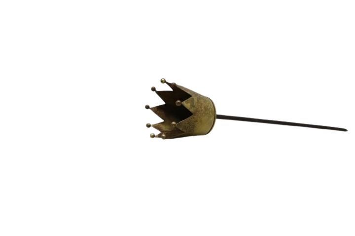 Kronentopf am Stab Metall gold-antik D9,5xH49cm