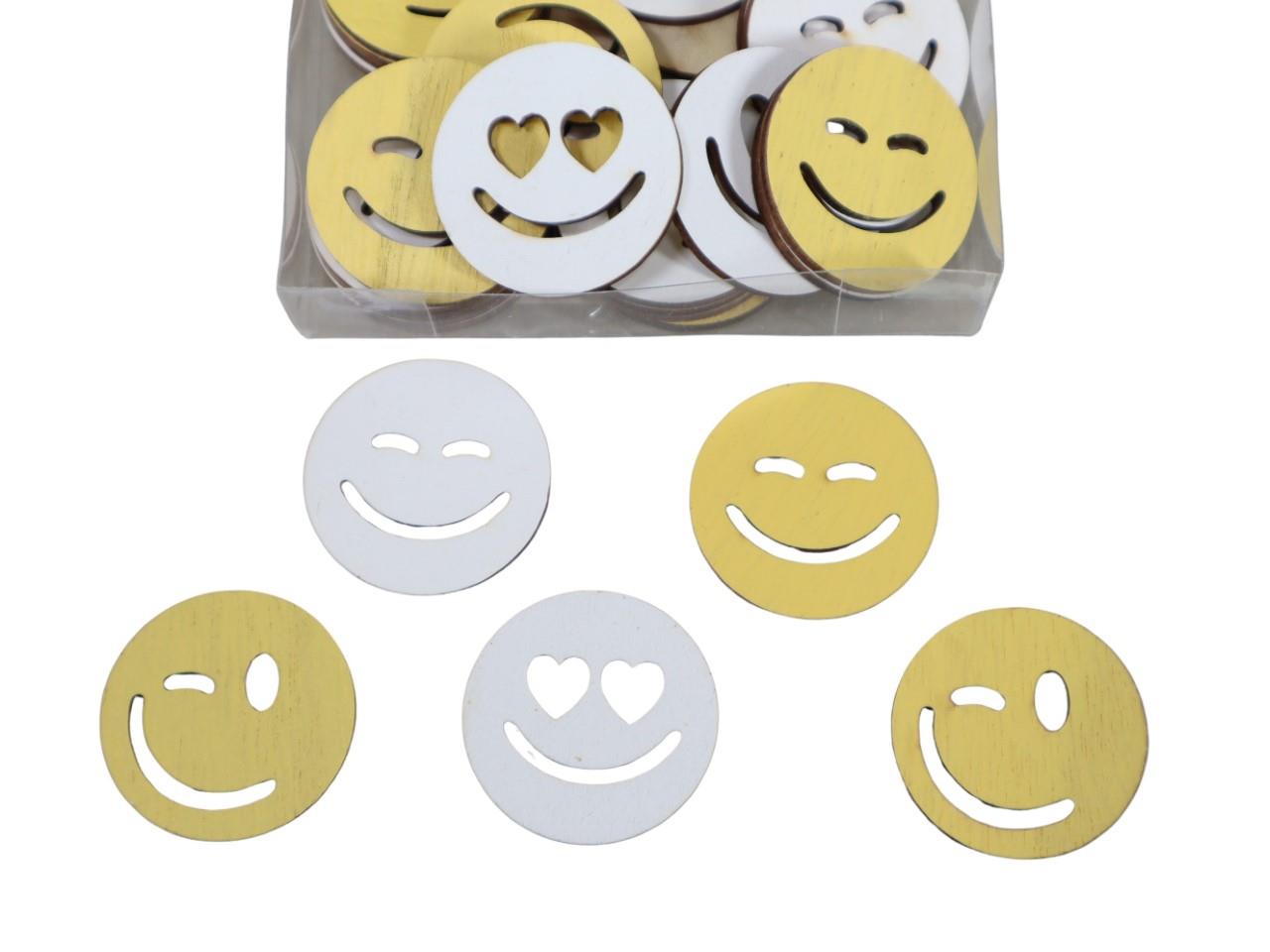 Streuer Smileys Holz weiß/gelb D3,5cm