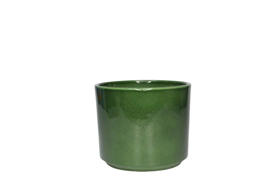 Keramikübertopf Cilindro laubgrün-lasur D10cm