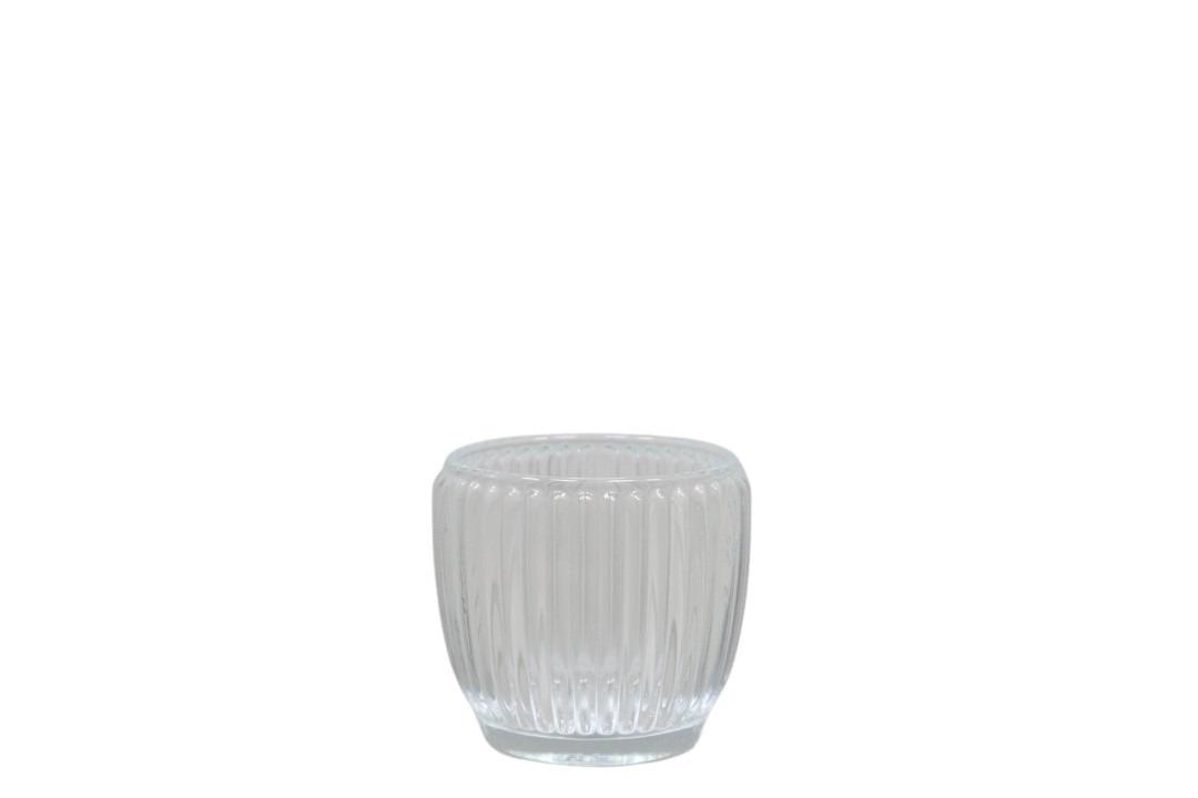 Glas Windlicht Stripes klar H8xD7cm