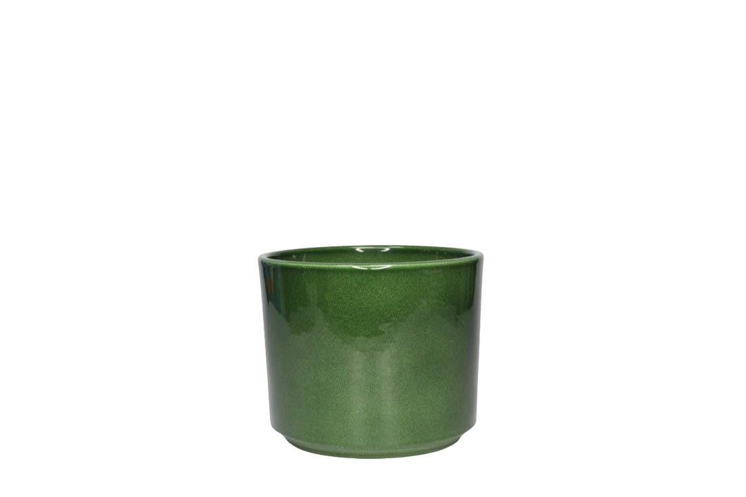 Keramikübertopf Cilindro laubgrün-lasur D08cm