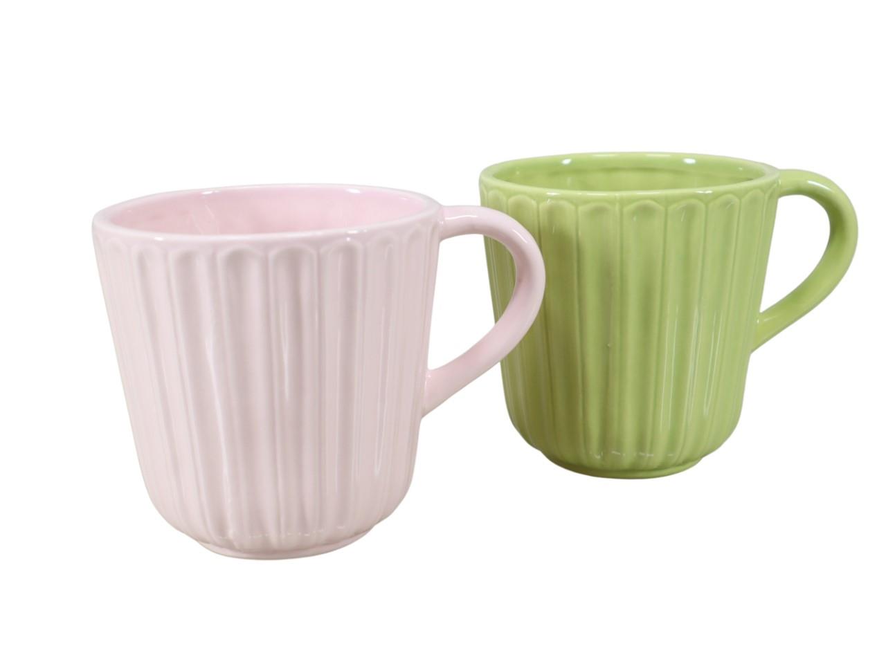 Tasse z. Pflanzen Keramik rose/grün glänzend L16xH12xD11cm