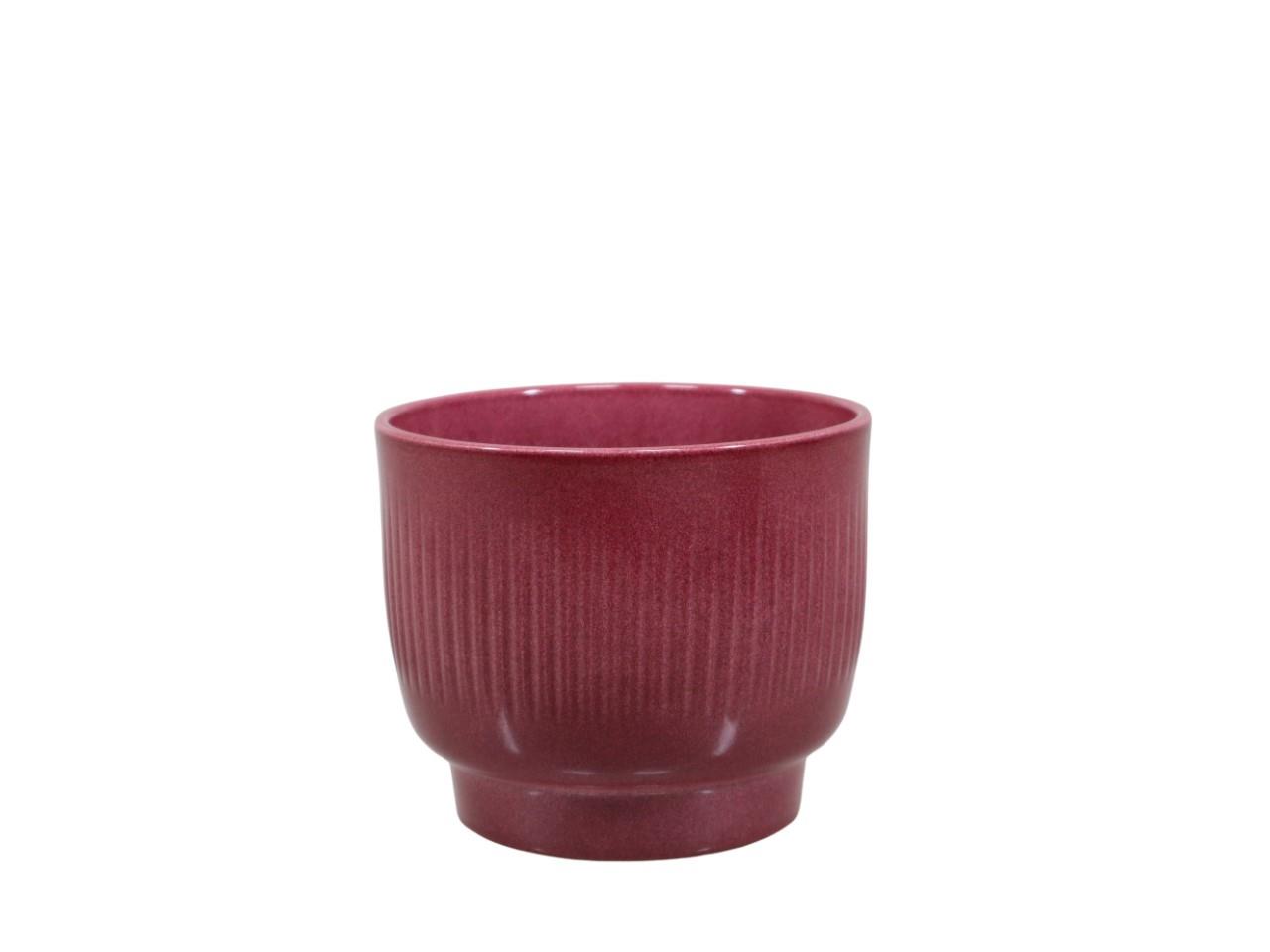 Übertopf Keramik Serie 695 Stripes bordeaux-lasur D13cm