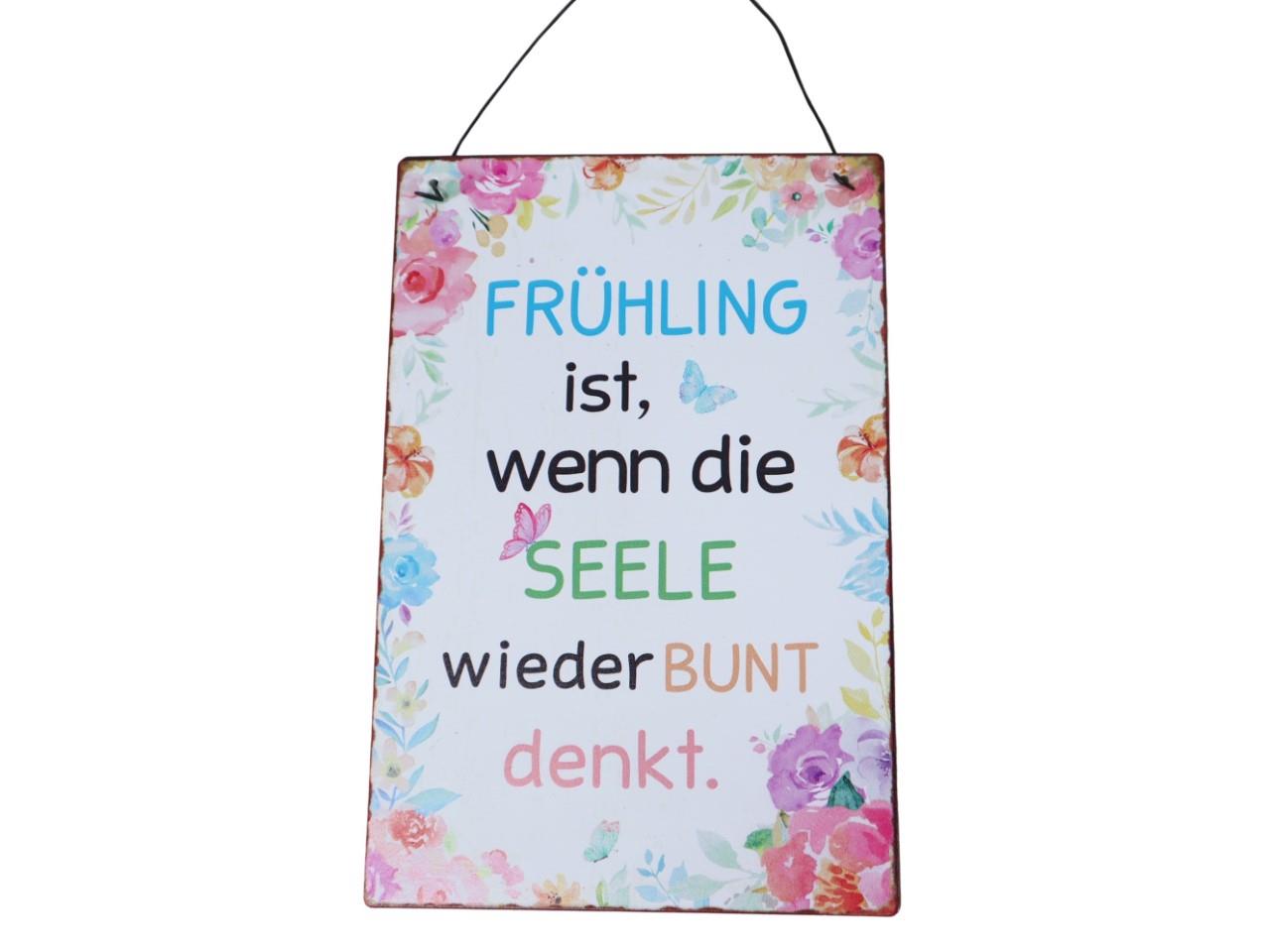 Schild häng. Metall "Frühling ist, wenn .." 14x21cm